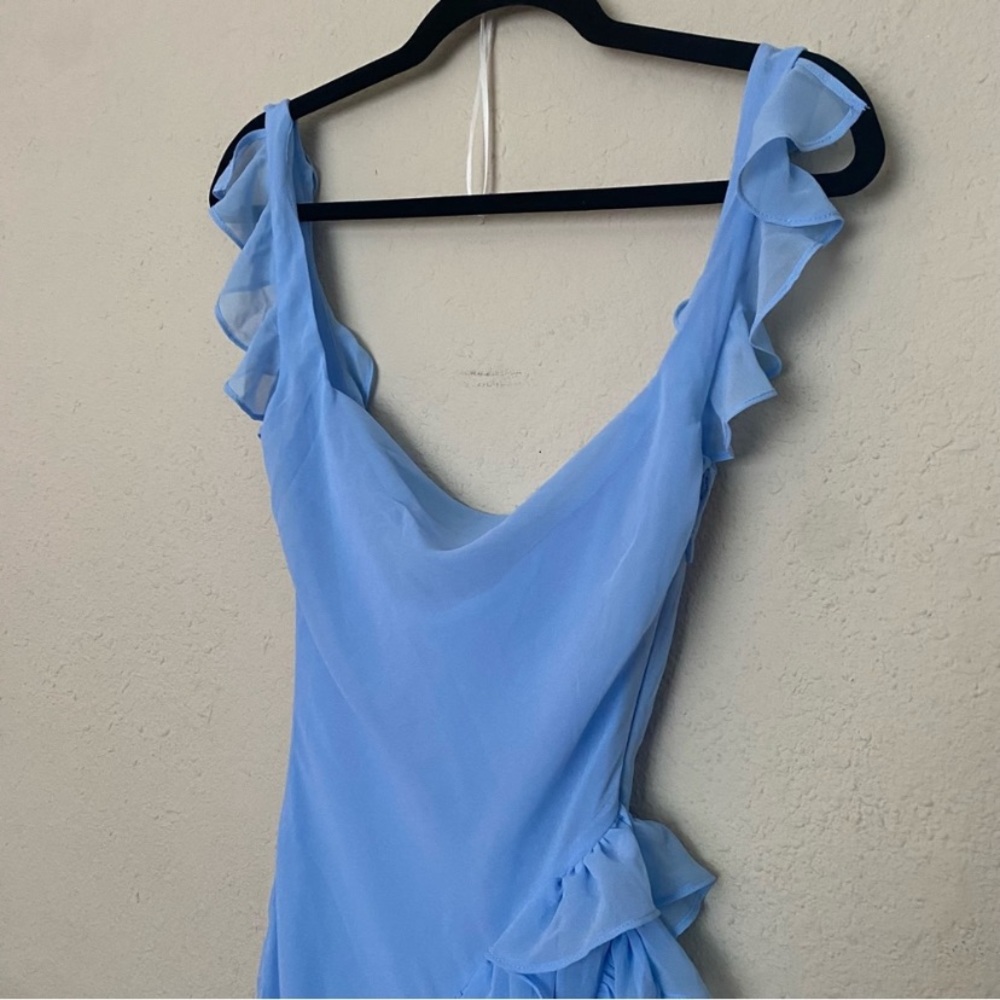 HOUSE OF CB 'Ariela' Soft Blue Ruffle Maxi Dress NWOT size S - Picture 12 of 16